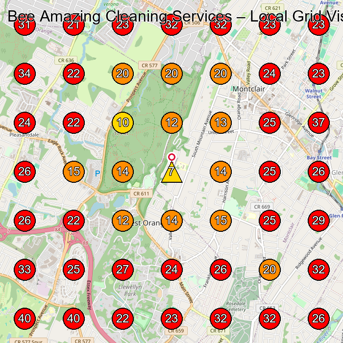 Bee Amazing Cleaning Services GeoGrid visibility map for House Cleaning Service in West Orange